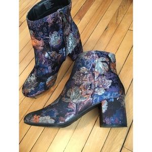 Floral satin booties